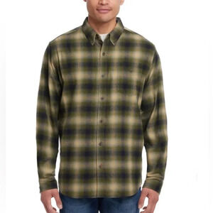 Weatherproof Vintage Men's Flannel Shirt Small Green Tan